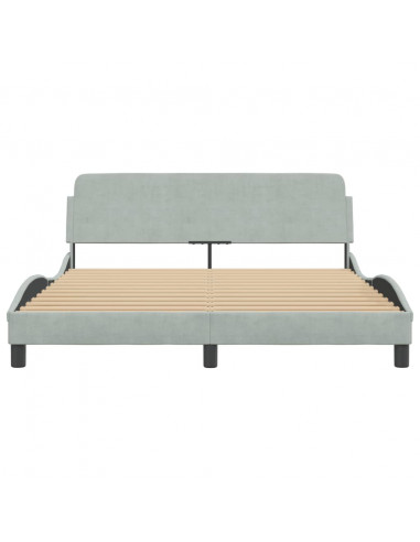 Giroletto con Testiera Grigio Chiaro 160x200 cm in Velluto