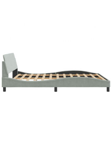 Giroletto con Testiera Grigio Chiaro 160x200 cm in Velluto