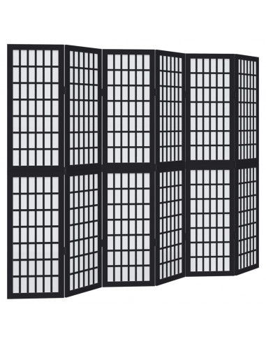 Divisorio Ambienti 6 Pannelli Nero Legno Massello di Paulownia