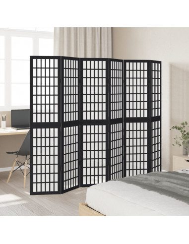 Divisorio Ambienti 6 Pannelli Nero Legno Massello di Paulownia