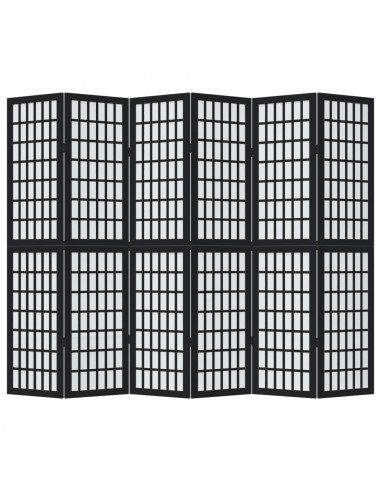 Divisorio Ambienti 6 Pannelli Nero Legno Massello di Paulownia