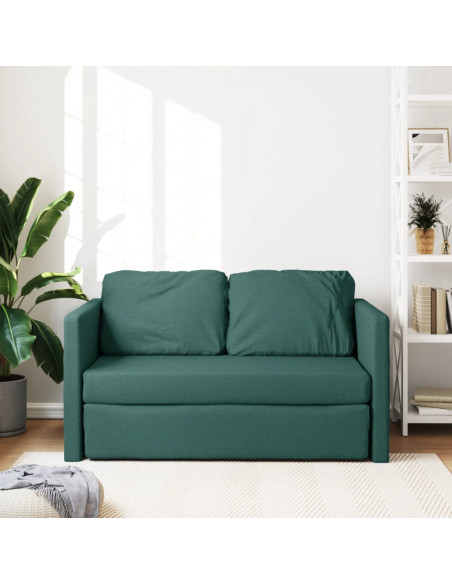 Divano Letto da Terra 2 in 1 Verde Scuro 112x174x55 cm Tessuto