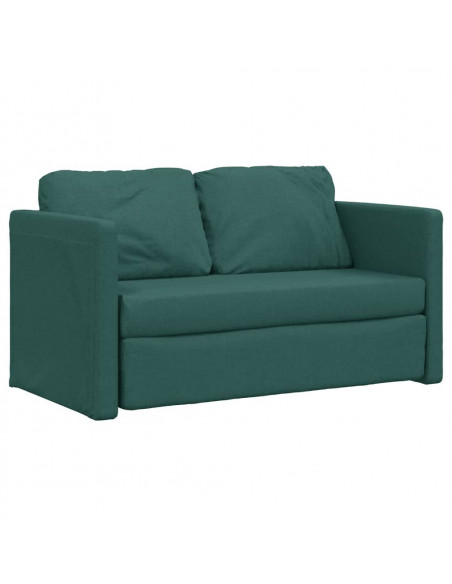 Divano Letto da Terra 2 in 1 Verde Scuro 112x174x55 cm Tessuto