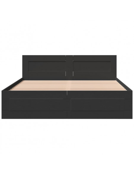 Giroletto con Testiera Nero 160x200 cm in Legno Multistrato