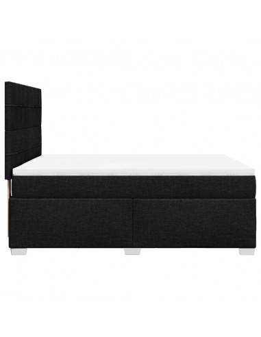 Giroletto a Molle con Materasso Nero 160x200 cm in Tessuto