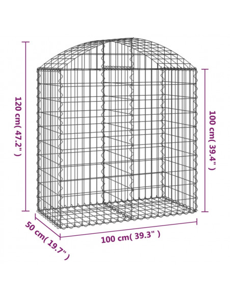 Cesto Gabbione ad Arco 100x50x100/120 cm Ferro Zincato