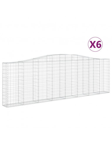 Cesti Gabbioni ad Arco 6 pz 400x30x120/140 cm Ferro Zincato