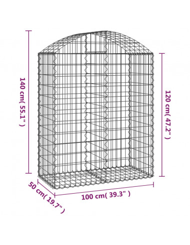 Cesto Gabbione ad Arco 100x50x120/140 cm Ferro Zincato