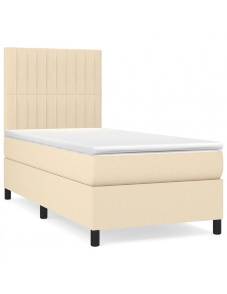 Giroletto a Molle con Materasso Crema 90x190 cm in Tessuto