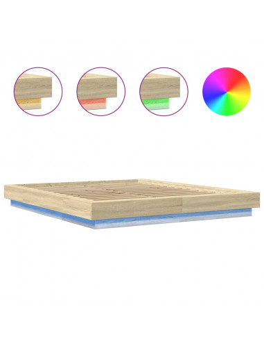 Giroletto Luci LED Rovere Sonoma 160x200 cm Legno Multistrato