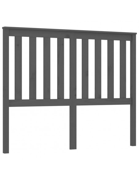 Testiera per Letto Grigia 126x6x101cm in Legno Massello di Pino