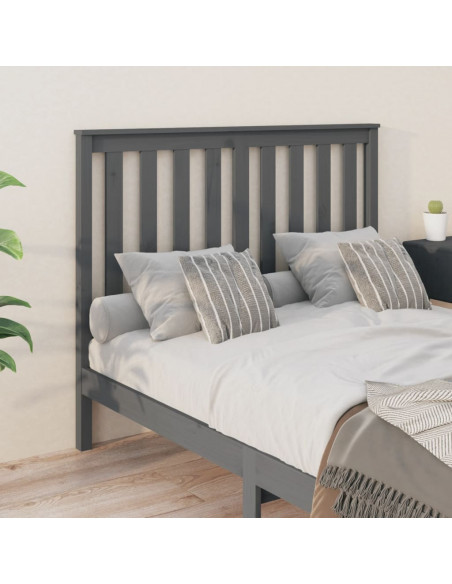Testiera per Letto Grigia 126x6x101cm in Legno Massello di Pino