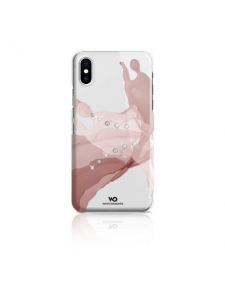 WHITE DIAMONDS APPLE iPHONE XS/S COVER IN TPU CON CISTALLI SWAROVSKI TRASPARENTE MOTIVO ONDE ROSA