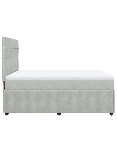 Giroletto a Molle con Materasso Grigio Chiaro 140x190cm Velluto