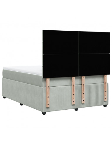 Giroletto a Molle con Materasso Grigio Chiaro 140x190cm Velluto