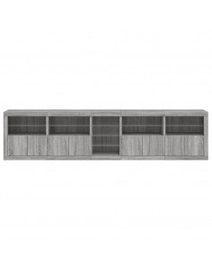 Credenza con Luci LED Grigio Sonoma 283x37x67 cm 2