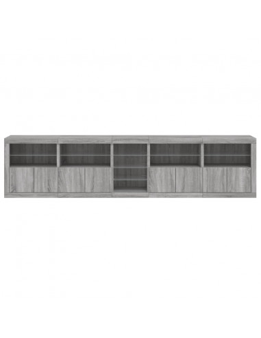 Credenza con Luci LED Grigio Sonoma 283x37x67 cm