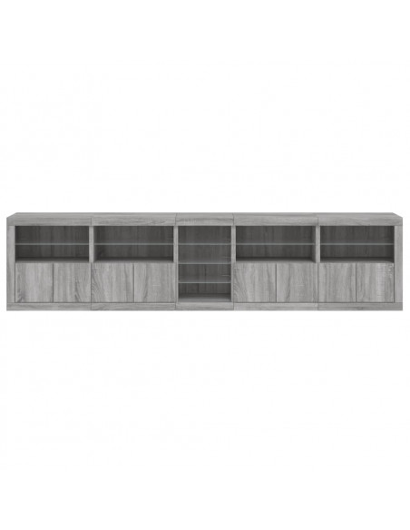 Credenza con Luci LED Grigio Sonoma 283x37x67 cm