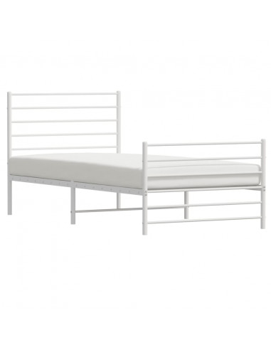 Giroletto con Testiera e Pediera Metallo Bianco 107x203 cm