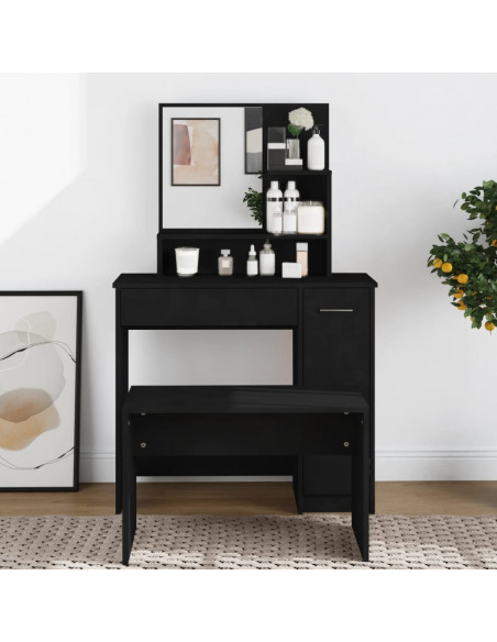 Toeletta con Specchio Nero 86,5x35x136 cm