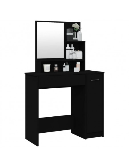 Toeletta con Specchio Nero 86,5x35x136 cm