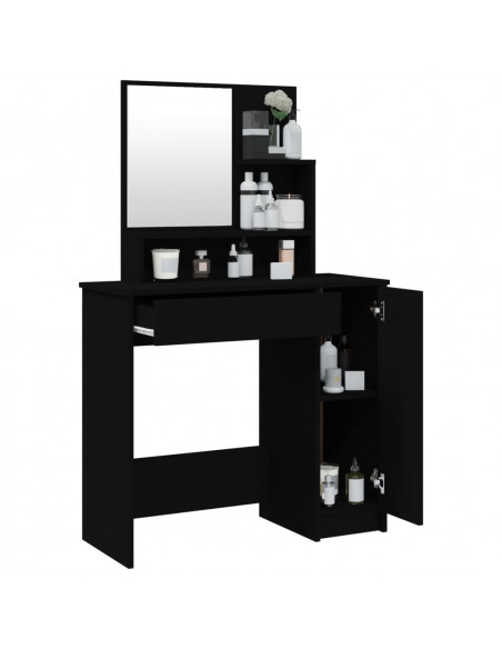 Toeletta con Specchio Nero 86,5x35x136 cm