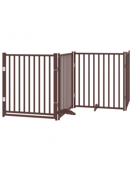 Cancello Cani Porta Pieghevole Marrone 6 Pannelli 480cm Pioppo