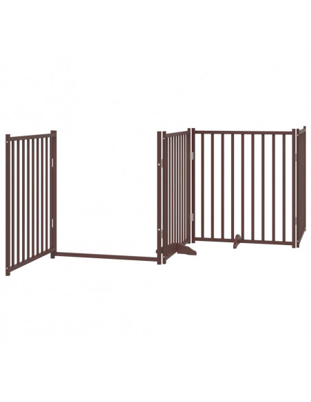 Cancello Cani Porta Pieghevole Marrone 6 Pannelli 480cm Pioppo