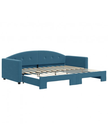Divano Letto con Letto Estraibile Blu 90x200 cm in Velluto