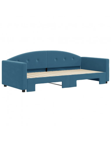 Divano Letto con Letto Estraibile Blu 90x200 cm in Velluto