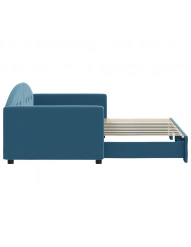 Divano Letto con Letto Estraibile Blu 90x200 cm in Velluto