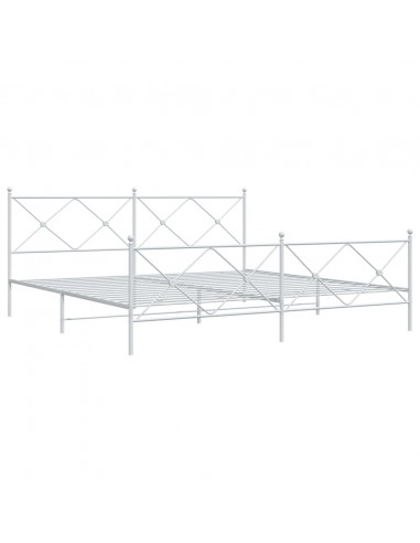 Giroletto con Testiera e Pediera Metallo Bianco 193x203 cm