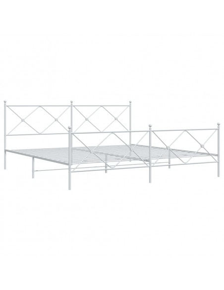 Giroletto con Testiera e Pediera Metallo Bianco 193x203 cm
