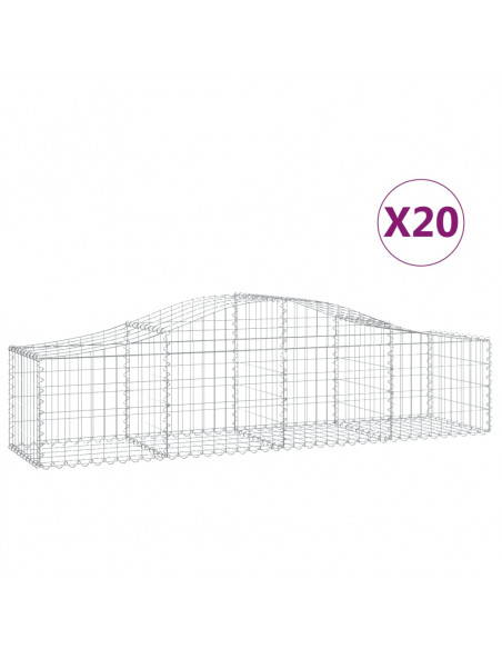 Cesti Gabbioni ad Arco 20 pz 200x50x40/60 cm Ferro Zincato