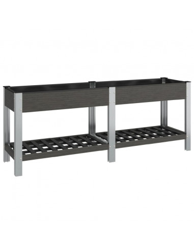 Fioriera Rialzata Giardino con Ripiano Grigia 200x50x75 cm WPC