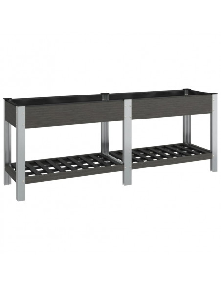 Fioriera Rialzata Giardino con Ripiano Grigia 200x50x75 cm WPC