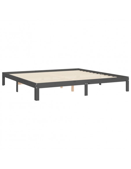 Giroletto con Testiera Grigio 200x200 cm in Legno Massello