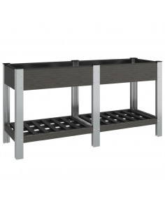 Fioriera Rialzata Giardino con Ripiano Grigia 150x50x75 cm WPC 2