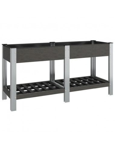 Fioriera Rialzata Giardino con Ripiano Grigia 150x50x75 cm WPC