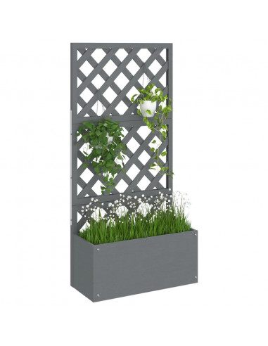 Fioriera a Traliccio Grigia 65x33x135 cm WPC