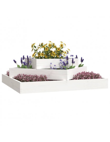 Fioriera Bianca 83x83x27 cm in Legno Massello di Pino