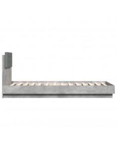 Giroletto con Testiera e LED Grigio Cemento 100x200 cm 2