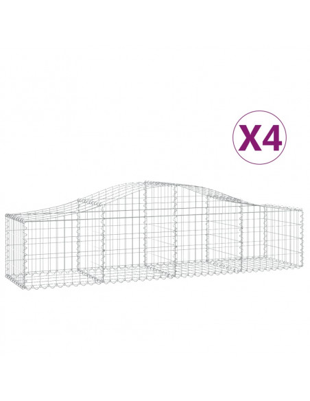 Cesti Gabbioni ad Arco 4 pz 200x50x40/60 cm Ferro Zincato