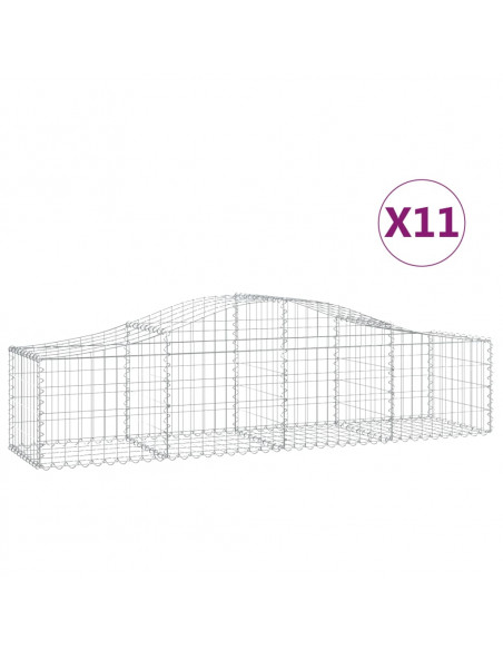 Cesti Gabbioni ad Arco 11 pz 200x50x40/60 cm Ferro Zincato