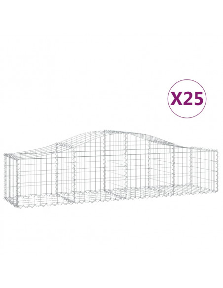 Cesti Gabbioni ad Arco 25 pz 200x50x40/60 cm Ferro Zincato