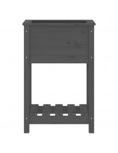 Fioriera con Mensola Grigia 54x34,5x81cm Legno Massello di Pino