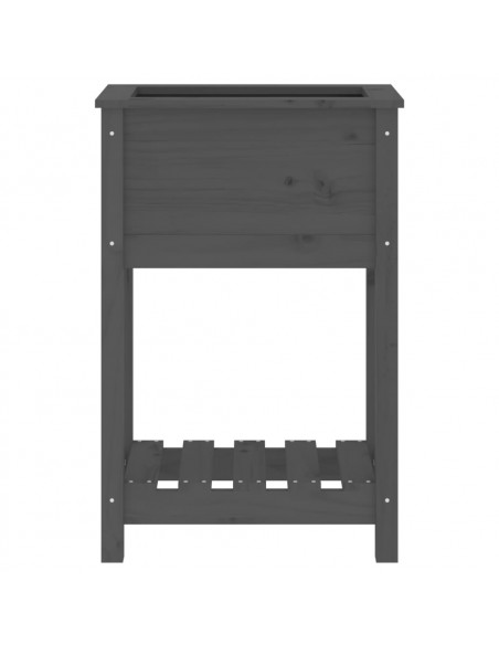 Fioriera con Mensola Grigia 54x34,5x81cm Legno Massello di Pino