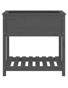 Fioriera con Mensola Grigia 82,5x54x81cm in Legno Massello Pino