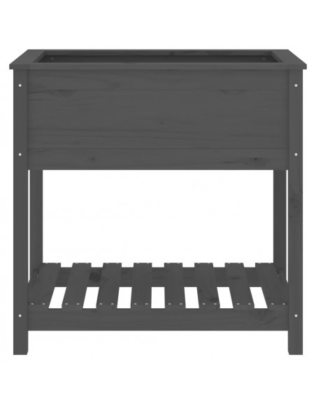 Fioriera con Mensola Grigia 82,5x54x81cm in Legno Massello Pino