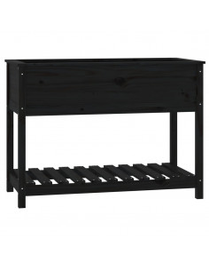 Fioriera con Mensola Nera 111,5x54x81cm Legno Massello di Pino 2